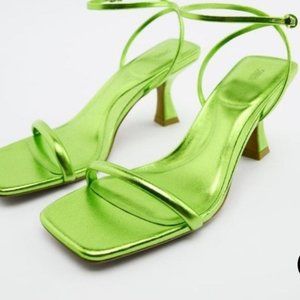Zara metalic mid height heels sandals green | 2309/010 |